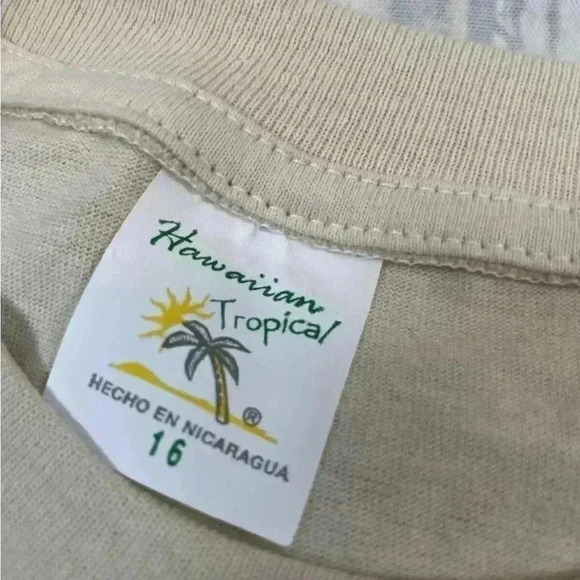 Hawaiian Tropical Iguana Bearded Dragon TAN T Shirt Nicaragua Kids Size 16 NWOT - Picture 10 of 13